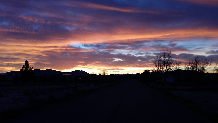 tramonto, montagne, Skyline, paesaggio, cielo, natura, sagoma