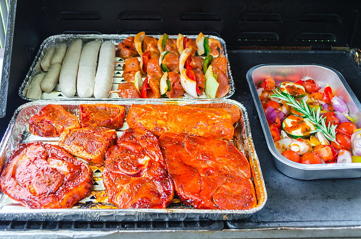 meso na žaru, odrezak, kobasica, meso, govedina, hrana, roštilj