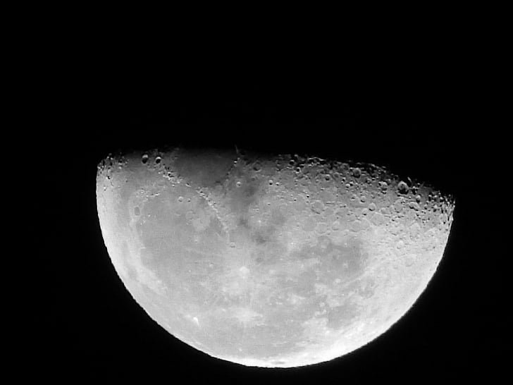 Lluna, nit, cràter, cel de nit, cràters, a la nit, gris