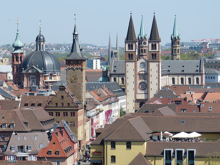 Würzburg, Baviera, franchi svizzeri, romantica, Germania, Outlook, vista