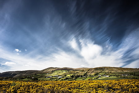 tourmakeady, Írország, táj, seprű, Sky, felhők, felhőzet