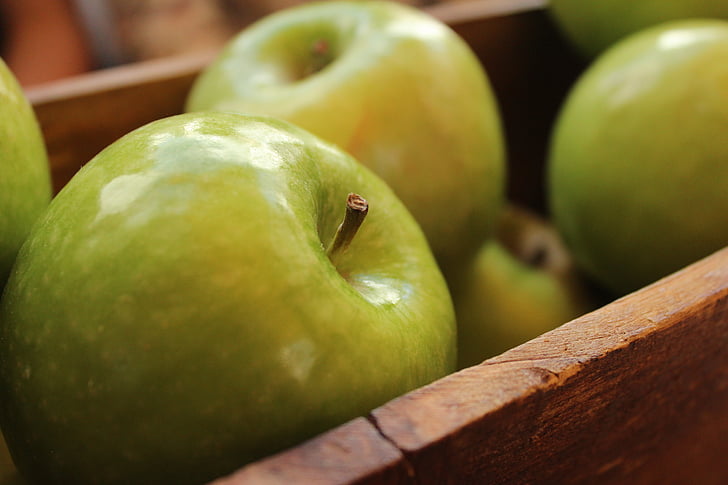 zelena, jabolka, jabolko, polje, sadje, zeleno jabolko, hrano in pijačo