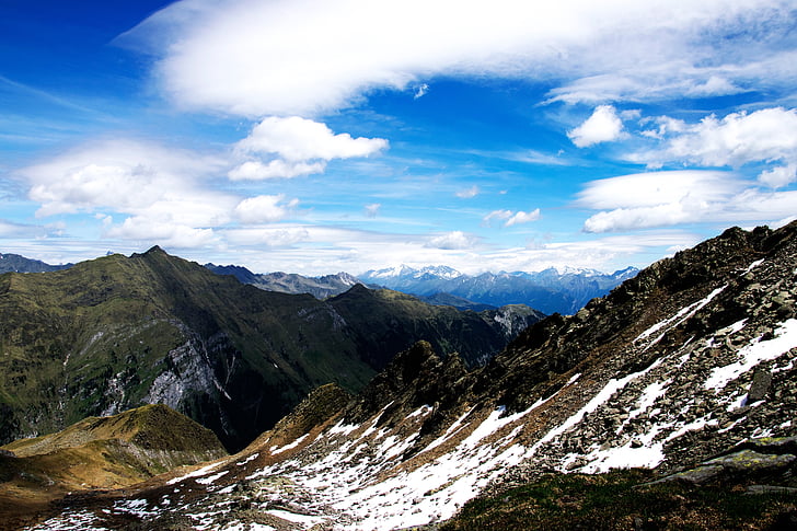 Munţii, zăpadă, alpin, peisaj, Allgäu, Tirolul de Sud, cer