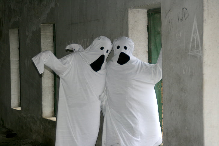 fantômes, Halloween, blanc, amitié