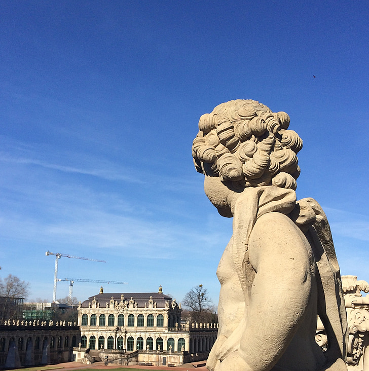 anjo, estátua, modo de exibição, canil, Dresden, Olhe para o canil, Historicamente