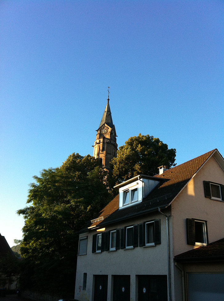Igreja, campanário, Schwäbisch hall, Catherine, céu, azul