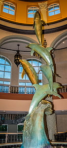 statue, delfiner, Gaylord palms, Florida, springvand, skulptur, turisme