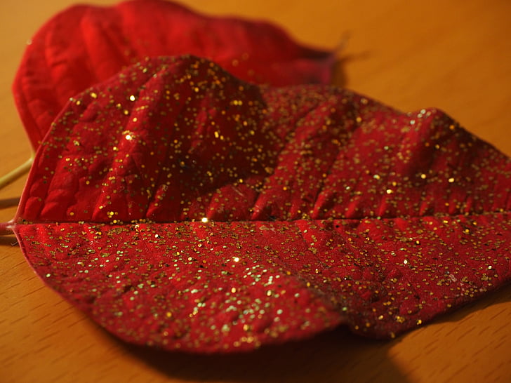 Leaf, Gold, zlatý prach, Vianoce, Ornament, červená, láska