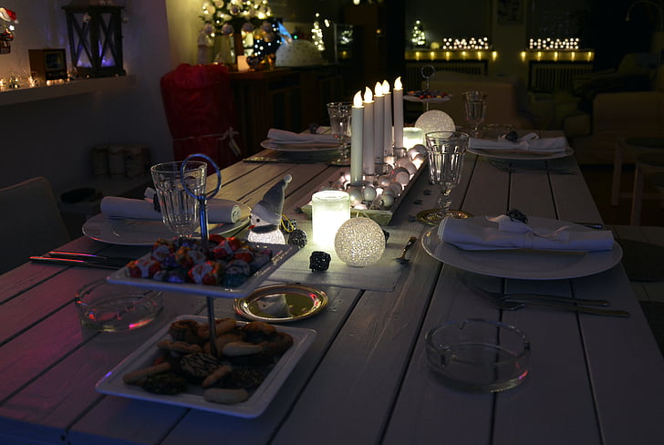 bord dekorasjon, borddekorasjoner, styret, lys, lys innredning, Christmas, Xmas