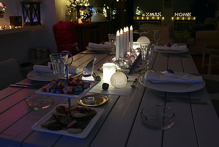 стіл прикраса, прикраси столу, дошка, світло, світло прикраса, Різдво, Xmas
