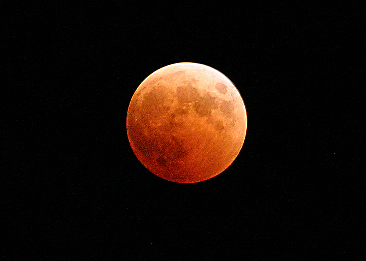 eclipsi de lluna, Lluna, sang, taronja, vermell, cosmos, espai
