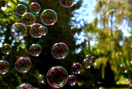 mydlových bublín, farebné, lietať, robiť bubliny, zrkadlenie, mydlovou vodou, gule