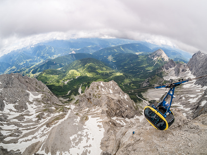 Kolejka linowa, góry, alpejska, gondola, góry krajobraz, Lodowiec, Austria