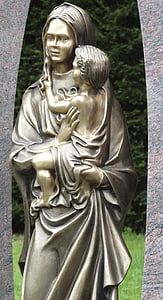 woman, sculpture, child, statue, metal, art, figure