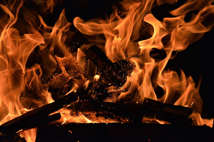 fire, spark, wood, cracking, glow, fire - natural phenomenon, flame