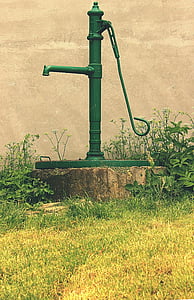 vann, pumpen, gammel mann, hånd, Vel, hage, landskapet