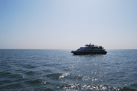 mar, cielo azul, de la nave, ferry