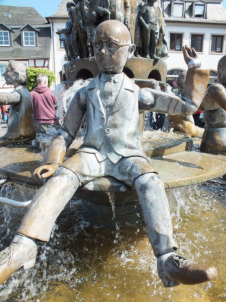 fonte, Westerwald, Linz am rhein, Gárgula, Figura, característica da água, molhado