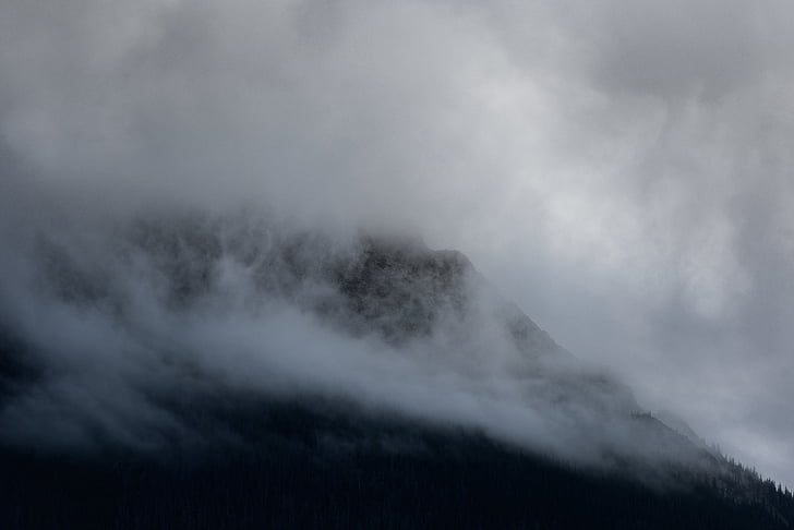 Foto, Wolken, Verkleidung, Berg, Peak, Wolke, Nebel