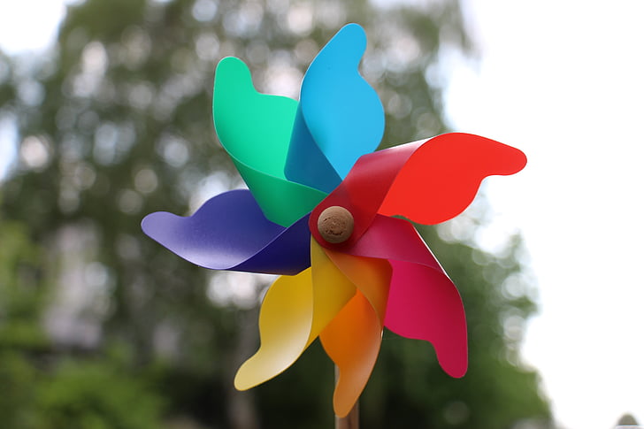 pinwheel, colorful, wind, turn, children, cheerful, plastic