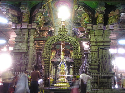 Indija, templis, tornis, krāsains, dekorēti, svēts, Madurai