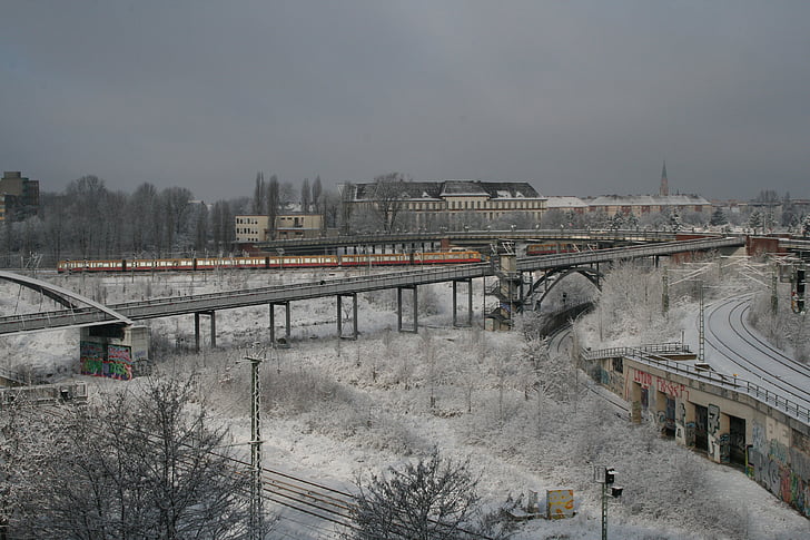Berlin, s bahn, zăpadă, gleise, nunta, tren, trafic