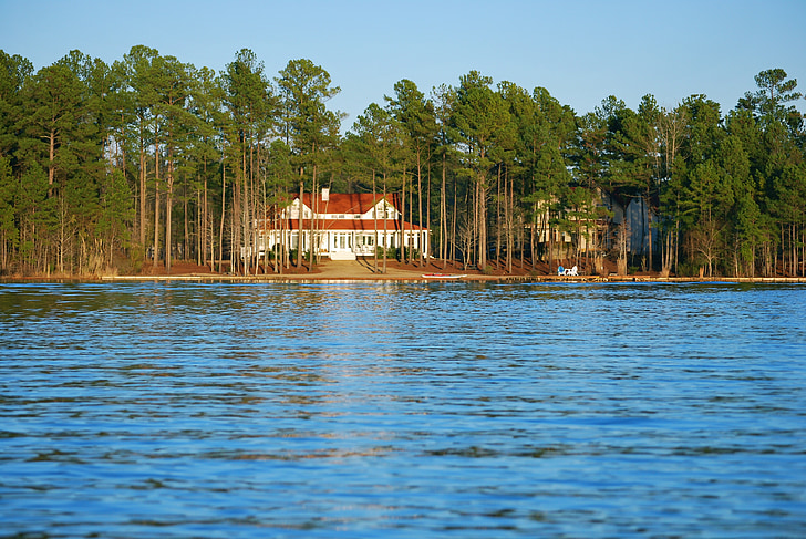 lake house, vacation, lake, blue, water, breezy, countryside