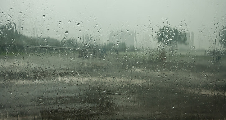 monszun, esőcseppek, eső, üveg, nedves, India