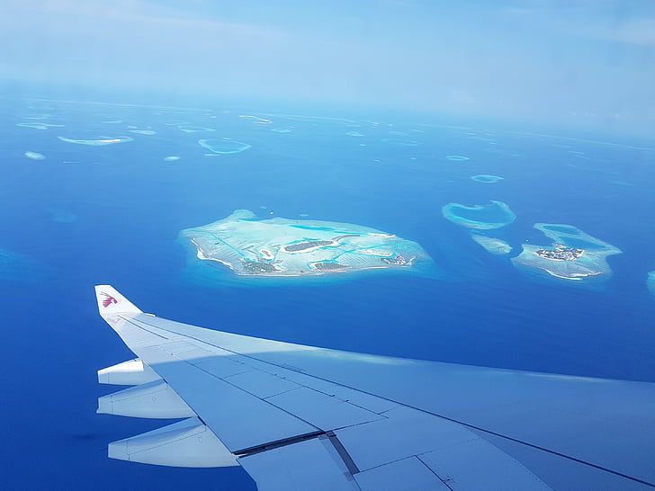 Малдиви, полет, остров, подводни, няма хора, едно животно, плуване