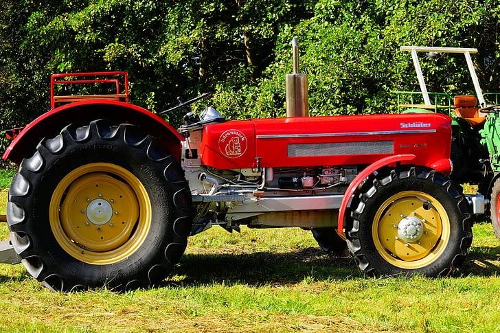 traktory, Schlüter, Oldtimer, červená, pracant, Mníchov, výrobca traktora