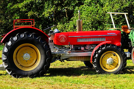 traktory, Schlüter, Oldtimer, červená, pracant, Mnichov, výrobce traktoru
