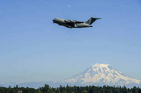c-17 globemaster, srove, karinės, oro pajėgos, Vašingtonas, dangus, debesys