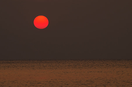 sole, incendi, tramonto, oceano, rosso scuro, amico di fumo, natura