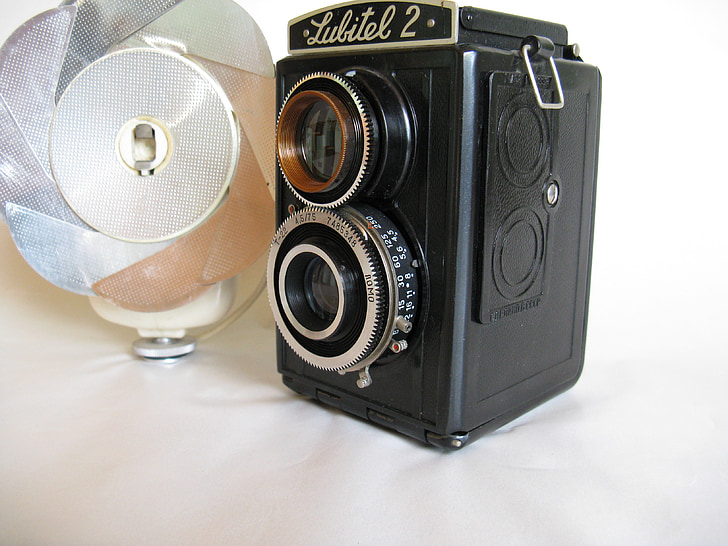 câmera antiga, luz do flash do velho, Kindermann, Câmara fotográfica, fotografia, fotografia, lente