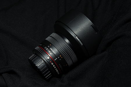 lente, SLR, cámara, toallitas, Fotos de productos, color negro, temas de fotografía