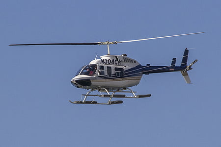 helikopter, flygande, flygplan, flyg, propeller, rotorn, blå