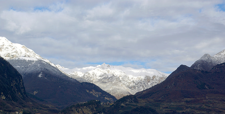 táj, hegyek, téli, Riva del garda, hegyi, természet, hegycsúcs