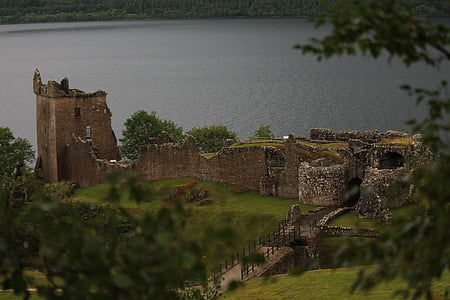 Skotija, urquhart pils, Loch ness, pils, ezers, Fort, arhitektūra
