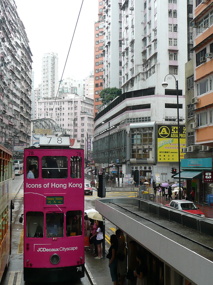 Hong kong, double decker, ulice kaňonu
