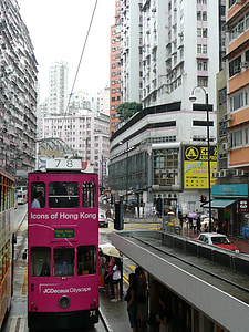 Hong kong, doble decker, calle cañón