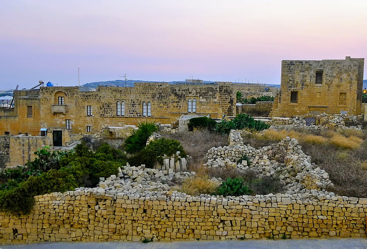 Malta, Pedro, Crepúsculo, ventana, pared, Mediterráneo, arquitectura