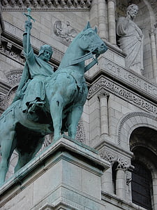 kung Saint-Louis, staty, Paris, Frankrike, Sacré-coeur, Montmartre, landmärke