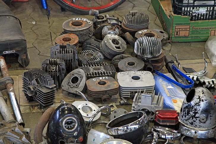 Oldtimer, piezas de repuesto, metal, piezas de automóvil, reparación, tecnología