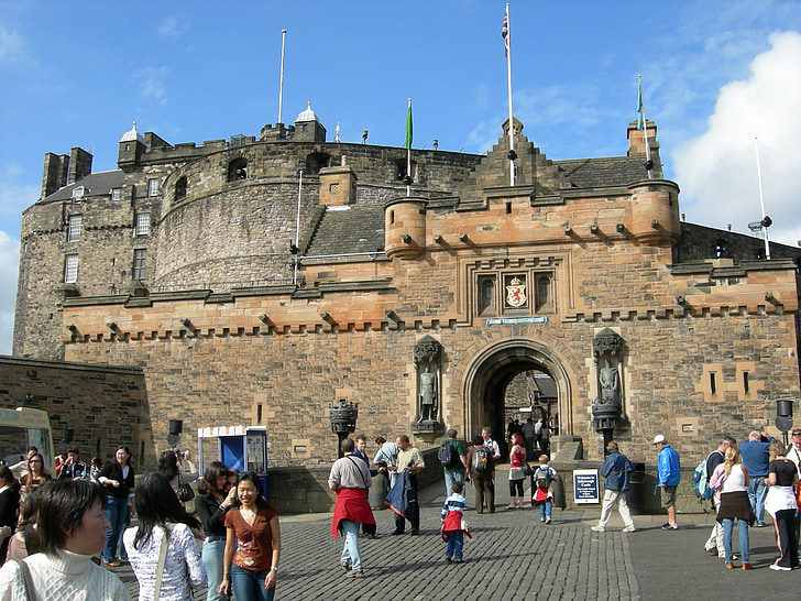 Edinburgh, slottet, Skottland, landskapet, byen, arkitektur