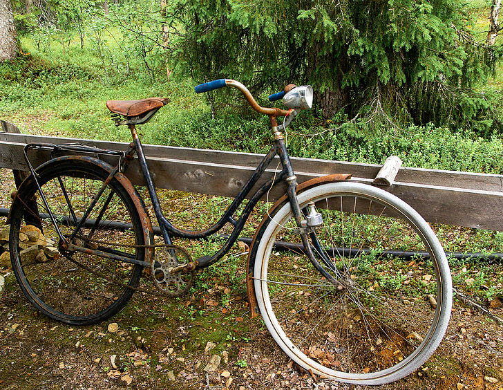 gammal cykel, cykel, pedaler, två hjul