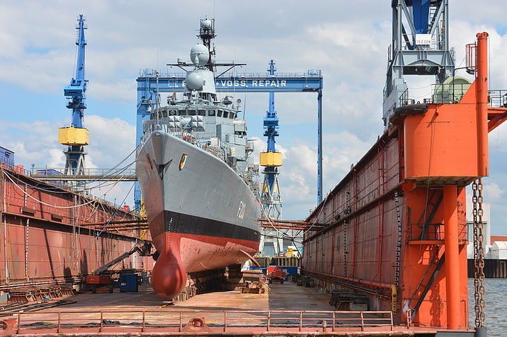 hajógyár, hajógyártás, javítás, Bundeswehr, Hamburg, Blohm és voss, fregatt