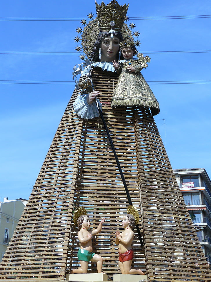 fallas, Virgen desamparados, ofreciendo faller, estatua de, arquitectura