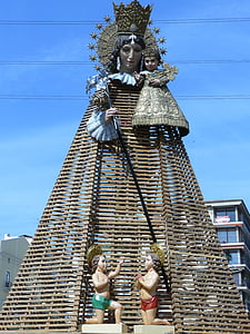 fejl, Virgen desamparados, tilbyder faller, statue, arkitektur