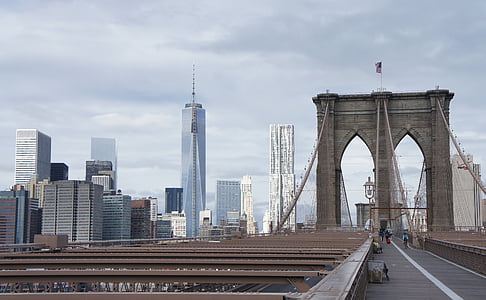 γέφυρα, Γέφυρα του Μπρούκλιν, κτίρια, πόλη, αστικό τοπίο, στον ορίζοντα, ουρανοξύστες