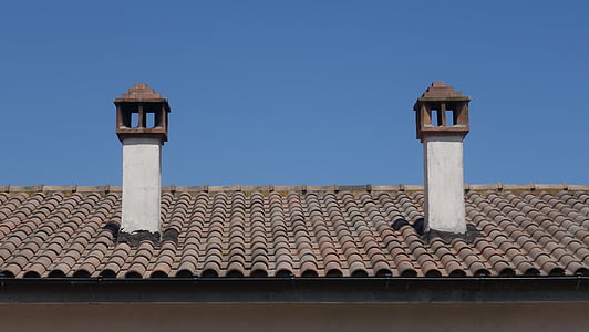 屋根, 暖炉, 鉄片, レンガ, イタリア, タイル, 瓦の屋根